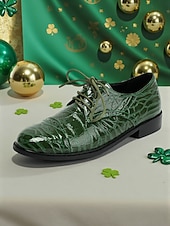  Γυναικεία πράσινα παπούτσια Oxford από ψεύτικο κροκόδειλο – φλατ παπούτσια με χαμηλό τακούνι και κορδόνια για την παρέλαση της ημέρας του Αγίου Πατρικίου, ιρλανδικά ρούχα φεστιβάλ &εορτασμοί διακοπών