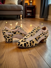cheap Ballroom Shoes &amp; Modern Dance Shoes-Women's Zebra Print Lace-Up Professional Dance Shoes - Suede Sole Latin &amp; Ballroom Practice Heels, Breathable Design, Comfortable Training &amp; Performance Footwear for Women