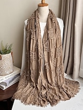 halpa Naisten huivit-Naisten puuvilla-pellavahuivi hapsutetuilla tupsuilla – boheemi tyyli, useita värejä, kevyt ja mukava arkeen ja vapaa-aikaan