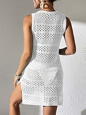 economico Abiti da spiaggia-Copertura costume da bagno da donna abito ritagliato abbigliamento da spiaggia monocromatico scollatura a V senza maniche