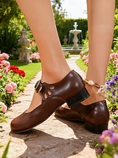 preiswerte Retro-Stil der 1950er Jahre-Mary-Jane-Ballerinas für Damen mit runder Spitze &amp;Verstellbare Schnalle – Vintage-inspirierte Alltagsschuhe für Spaziergänge, Arbeit und Alltagsoutfits