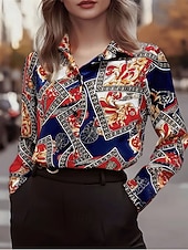 Χαμηλού Κόστους Επίσημες Μπλούζες-Γυναικεία Πουκάμισο Κομψή Σατέν Μπλούζα Μπλούζα Σουρωτά Κουρελού Κουμπιά Σκέτο Κομψό Βίντατζ κυρίες Μακρυμάνικο Κολάρο Πουκαμίσου Κανονικά μπλουζάκια Καθημερινά Δουλειά Αργίες Θαλασσί Καλοκαίρι Άνοιξη