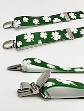  Мужские зеленые подтяжки с изображением клевера и галстук-бабочка, изготовлены из полиэстера, идеально подходят для Дня Святого Патрика, карнавала и повседневной носки.