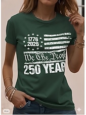  Onafhankelijkheidsdag Amerikaanse verjaardag Patriottische dames T-shirt Grafisch Vlag Vintage Stijlvol Klassiek Korte Mouw Ronde Hals Dagelijks Weekend Print Blauw Zomer Lente herfst