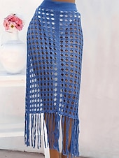 abordables Falda cruzada-Mujer Bañadores Tapadera Vestido de Baño Falda Traje de baño Cortado Vacaciones Ropa de playa Color sólido Sin Mangas Trajes de baño