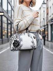 Недорогие Сумки с ручками сверху и шопперы-Женская сумка из искусственной кожи с рисунком крокодила, несколько цветов и вариантов ношения, модная и универсальная для повседневного использования.