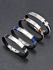 olcso Férfi ékszerek-férfi rozsdamentes acél és szilikon karkötő, több színben kapható – stílusos és tartós, hétköznapi és hétköznapi viseletre egyaránt alkalmas