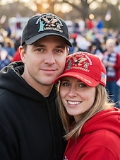  כובע רקום לגברים - יום השנה ה-250 לארה"ב, רב צבעים, יום העצמאות האמריקאי, עיצוב נשר פטריוטי ופסל החירות, התאמה מתכווננת לחגיגות חוץ וחגים