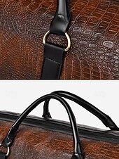 economico Borsoni da viaggio-Borsa da weekend da uomo in similpelle con motivo coccodrillo, tracolla regolabile, grande capacità, impermeabile, perfetta per gite del fine settimana e brevi viaggi di lavoro