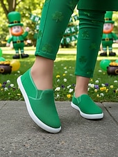 preiswerte St. Patrick&amp;#39;s Day-Grüne Damen-Slipper aus Canvas zum Hineinschlüpfen für den St. Patrick's Day – bequeme, lässige und vielseitige Sneaker für Paraden, Festivals und den Alltag