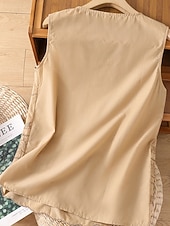 Недорогие Основные искусственные рубашки-Жен. Летние вершины Блуза Искусственный хлопок и лен Рюши Пэчворк Вышивка Сплошной цвет Элегантный стиль Дамы Стиль Без рукавов U-образный вырез Обычные топы Повседневные Офис На выход