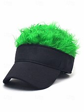 abordables Día de San Patricio-Sombrero de visera de poliéster para hombre con peluca sintética colorida, disponible en varios colores, perfecto para el Día de San Patricio, carnaval y ocasiones festivas.