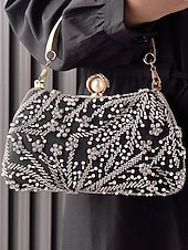 Χαμηλού Κόστους Γάμος ACC-Γυναικεία τσάντα clutch από πολυεστέρα με διακοσμητικά από πούλιες και χάντρες, λουράκι ώμου με αλυσίδα, μεγάλη χωρητικότητα, πολλά χρώματα – ιδανική για γάμους και βραδινά πάρτι