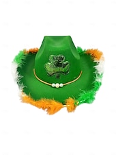  女性用聖パトリックの日のクローバーハット、バンダナ &グラスセット - 緑の羽根、お祝いやパレードのためのお祭りアクセサリー