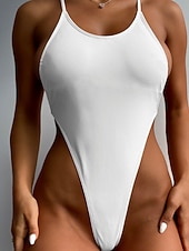 economico Costumi interi-Per donna Costumi da bagno Intero Costume da bagno Perizoma intero Senza schiena Vacanza Abbigliamento da Spiaggia Tinta unica Girocollo Senza Maniche Costumi da bagno