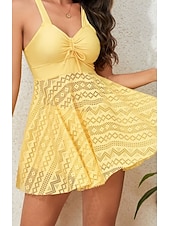 abordables Nadar-Trajes de baño de mujer vestidos de baño de dos piezas traje de baño de tankini sin espalda cintura alta ropa de playa de vacaciones color sólido escote en V trajes de baño sin mangas