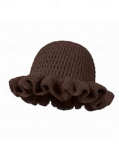 お買い得  アクセサリー-女性用クロシェラッフルバケットマルディグラハット – カーニバル、コスチュームパーティー、ボヘミアンシックスタイル用の多色レインボーニットフェスティバルキャップ