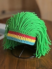 preiswerte St. Patrick&amp;#39;s Day-Herren-Perückenmütze aus Häkelgarn, mehrfarbiges Design mit grünen, roten und gelben Streifen, perfekt für den St. Patrick's Day und Kostümpartys