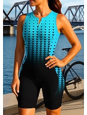 economico Abbigliamento Triathlon Donna-Per donna Maglia da Ciclismo Tuta da triathlon Maglia da downhill Senza Maniche Estate Primavera Autunno Blu Geometrico Sfumatura Bicicletta Protezione solare Resistente ai Raggi UV Cuscinetto 3D