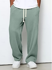abordables Jambe Droite-Homme Pantalon de survêtement droit Pantalon gaufré Cordon de serrage Treillis Respirant Longueur complète Occasionnel Quotidien Lisse Marron Sapin Noir Micro-Élastique