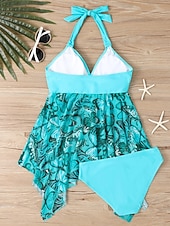 abordables Tankinis-Tankini pour femmes 2 pièces maillot de bain léopard culotte taille haute contrôle du ventre dos nu vacances plage floral en V sans manches