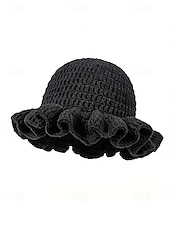 お買い得  アクセサリー-女性用クロシェラッフルバケットマルディグラハット – カーニバル、コスチュームパーティー、ボヘミアンシックスタイル用の多色レインボーニットフェスティバルキャップ