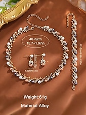 abordables Boda ACC-Conjunto de joyas de aleación de perlas de imitación para mujer: conjunto de 3 piezas de collar, pulsera y aretes, perfecto para bodas y ocasiones especiales.