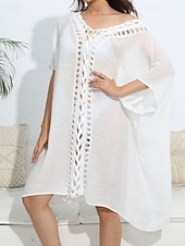 levne Kaftans-Dámské Plavky Přehozy Šaty do vody Sleva až 30% Plavky Vystřižený prázdniny Oblečení na pláž Pevná barva Do V Krátké rukávy Plavky