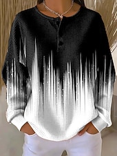 ieftine Hanorace cu dungi și geometrice-Pentru femei Hanorac pulover Nasturi Imprimeu Grafic Geometric Cald Clasic Casual Manșon Lung Stil Nautic Rotund Topuri obișnuite Casual Stradă Zilnice Albastru piscină Negru Portocaliu Trifoi