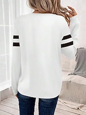 economico T-shirt a righe e geometrico-Per donna Maglietta Stampato Grafico A righe Moda Casual Manica Lunga Girocollo Top Regolari Quotidiano Weekend Nero Bianco Estate Primavera Autunno