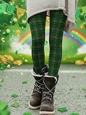 levne Dna svatého Patrika-Dámské Legíny Pohodlné legíny prázdniny Na běžné nošení Plná délka Vysoký pasPantsDen svatého Patrika Grafika Pléd Potisk Pohodlné Elastické Ležérní Denní Dovolená Tmavě zelená Trávová zelená Armádn