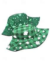 abordables Accesorios-Sombrero de pescador de poliéster para mujer, con trébol y duende del Día de San Patricio, varios patrones, perfecto para el Día de San Patricio y para uso diario.