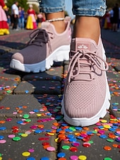 abordables Chaussures de femme-Baskets de course orange pour femmes tissu en mesh respirant chaussures de sport confortables et légères pour le carnaval le festival et les activités de plein air