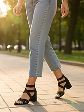 cheap Heeled Sandals-Women's Leopard Strappy Open-Toe Block Heel Dress Sandals - Chic Wild-Style Design for Parties, Date Nights, Outdoor Events &amp; Daily Wear