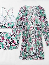 Χαμηλού Κόστους Σετ μπικίνι 3 τεμαχίων-Γυναικείο Μπικίνι 3 Τεμαχίων Μαγιό Σορτς Slim Χωρίς Πλάτη Διακοπές Παραλία V Λαιμός Αμάνικο Μαγιό