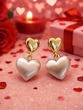 billige Valentinsdag-Dame Øredobber Dråpeøreringer Elfenben Imiterte perler Legering Elegant Mote Glitter Kjærlighetshjerte