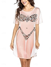 billiga Strandklänningar-Kvinnors simklänning baddräkt klänning semester strandkläder grafisk rund hals långärmad baddräkter