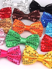 cheap Accessories-Men's Sequin Bow Tie, Polyester Material, Available in Multiple Colors, Perfect for Carnival &amp; Masquerade Balls, Fun &amp; Festive Accessory