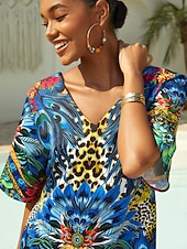 abordables Robes décontractées-robe mini en satin soyeux style jungle sauvage