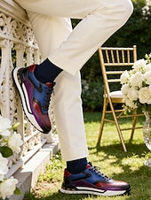 preiswerte Dress Sneakers-Braune Herren-Sneaker aus Leder – bequem und stilvoll, ideal für Hochzeiten, Freizeit und Veranstaltungen im Freien