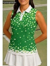  סיינט פטריק בגדי ריקוד נשים פרחוני  בוטני Apila חולצת ספורט חולצת POLO Rövid felső חולצת טניס ללא שרוולים פרחוני כפתורים UPF50+ עמידות UV גמישות גבוהה פתילת לחות נושם כדור עף טניס גולף