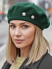 cheap Women's Hats-Women's Polyester Faux Wool Beret – Pearl Decoration, Multiple Colors, Elegant and Stylish for Fall and Winter Fashion