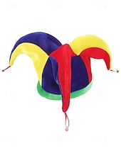 זול אביזרים-כובע ליצן של ג'סטר מרדי גרא ומערכת אף ליצן – מושלם לקרנבל ומסיבות מסכה