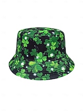 abordables Accesorios-Sombrero de pescador con estampado de trébol verde para mujer: divertido y elegante para el Día de San Patricio, festivales y ropa informal.