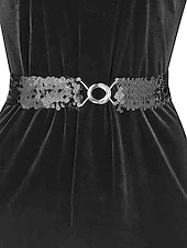 baratos Dia de São Patricio-Cinto feminino de lantejoulas, em poliéster elástico, disponível em várias cores, perfeito para o Dia de São Patrício, carnaval e uso diário.