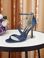 baratos noiva-Sandálias de noiva elegantes com tiras finas e salto agulha no tornozelo, sapatos de casamento de salto alto com bico aberto para noivas, salto minimalista branco para cerimônia.