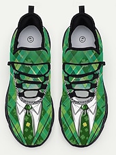 cheap Men's Shoes-Men's St. Patrick's Day Sneakers – Fun Green Shamrock and Argyle Pattern, Lightweight, Ideal for Celebrations and Festive Occasions