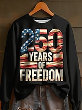 economico Magliette Giorno dell’Indipendenza-Giorno dell'Indipendenza Anniversario Americano Patriottico Maglione Pullover Grafico Casual Maniche Lunghe Collo Crew Top Regolari Casual Strada Abbigliamento Quotidiano Nero Bianco Rosso Primavera