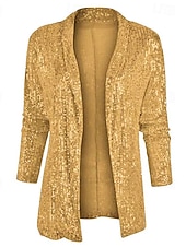 baratos Blusas Elegantes-Mulheres Blusa Tops de lantejoulas Franzido Paetês Patchwork Tecido Elegante Vintage Diário Manga Longa Colarinho de Camisa Tops regulares Diário Trabalho Feriado Azul Prata Preto Champanhe Dourado