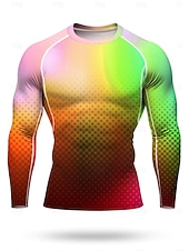 رخيصةأون تي شيرتات وبلوزات بدون أكمام للجري-رجالي للجنسين هندسي التدرج تيشيرت للجري قميص رياضي قميص اللياقة البدنية قميص تجريب قميص الجري الصيف الربيع الخريف الشتاء كم طويل UPF 50